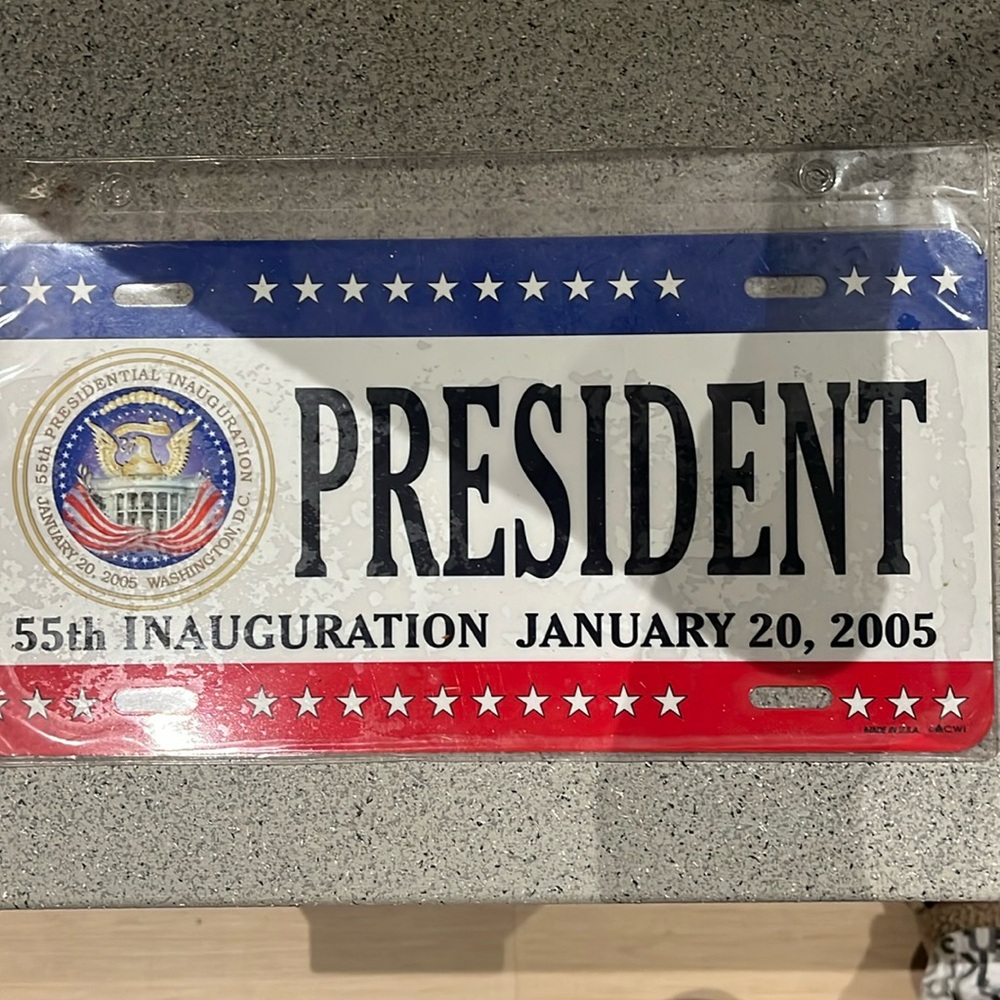 Car tag from 55th Inauguration, January 20, 2005 PRESIDENT (Bush-Cheney)